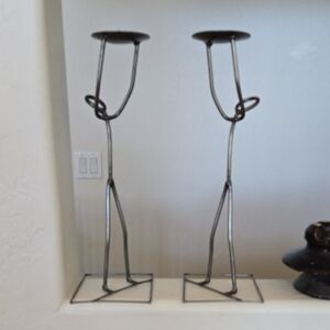 Abstract Stick Metal Figure Candle Holders